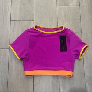 Vibrant Purple Fitted Crop T-Shirt